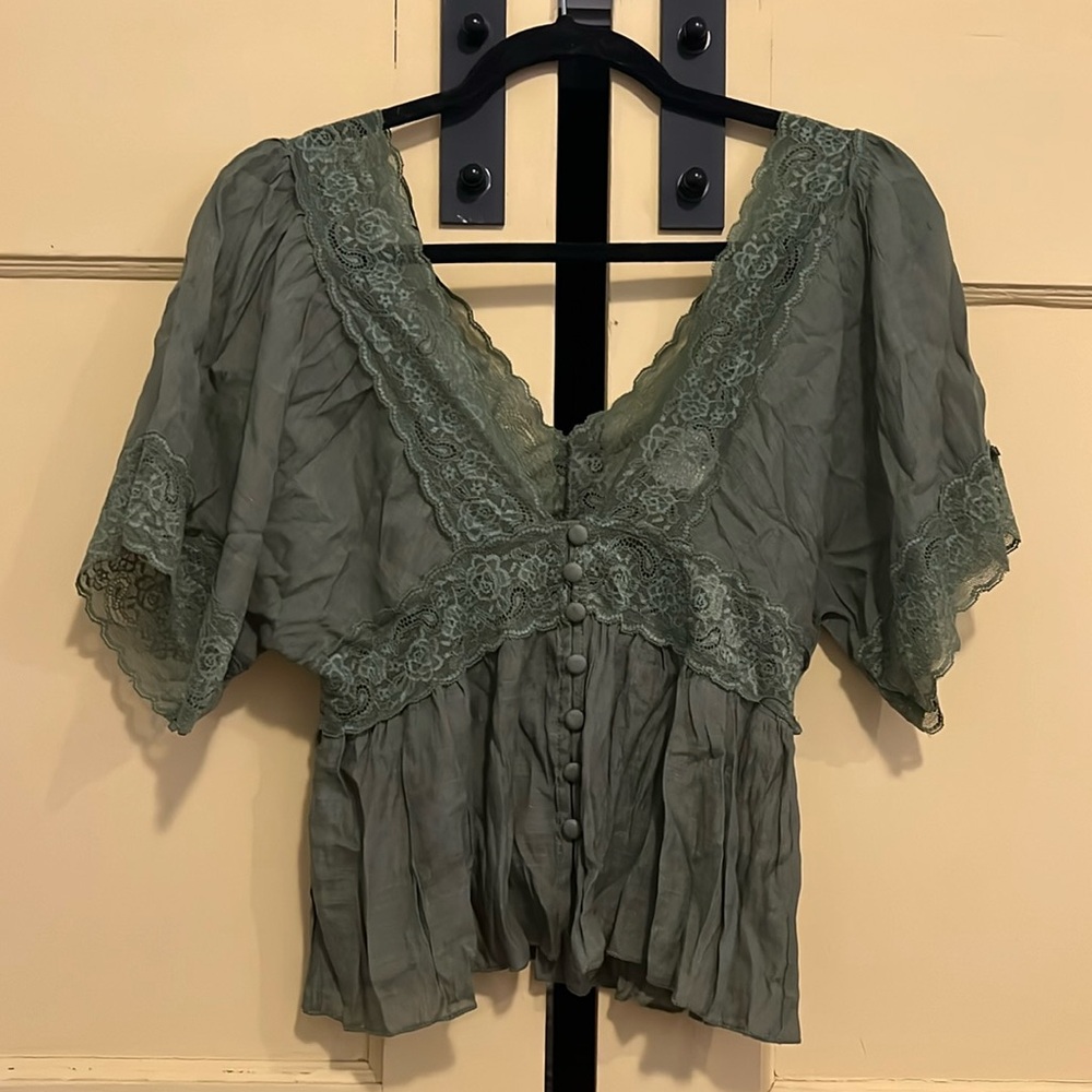 Green Flowy Blouse